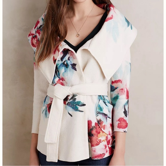 Anthropologie Jackets & Blazers - NWT Anthropologie Sleeping on Snow Winter Blossom Wool Jacket